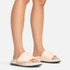 EGO It's-A-Vibe Embossed Velcro Strap Flat Slider Sandal In Nude Lycra -EGO Sales Store 15 02 23 fw63490 s