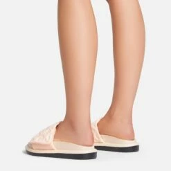 EGO It's-A-Vibe Embossed Velcro Strap Flat Slider Sandal In Nude Lycra -EGO Sales Store 15 02 23 fw63492 sb