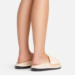 EGO It's-A-Vibe Embossed Velcro Strap Flat Slider Sandal In Nude Lycra -EGO Sales Store 15 02 23 fw63493 sb2