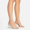 EGO Lena Barely There Perspex Block Clear Heel In Nude Patent