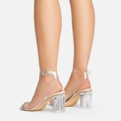 EGO Lena Barely There Perspex Block Clear Heel In Nude Patent -EGO Sales Store 15 02 23 fw63520 sb