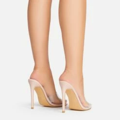 EGO Cyan Square Peep Toe Clear Perspex Heel Mule In Nude Patent -EGO Sales Store 15 02 23 fw63525 sb2