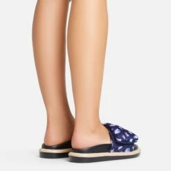 EGO Pillow Velcro Strap Flatform Slider Sandal In Navy Blue Print Nylon -EGO Sales Store 15 02 23 fw63529 sb2