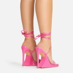EGO Superlit Lace Up Square Toe Sculptured Platform Stiletto Heel In Pink Faux Leather -EGO Sales Store 15 02 23 fw63573 sb2