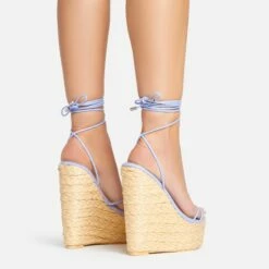 EGO Escape-Away Lace Up Woven Platform Wedge Heel In Lilac Faux Leather -EGO Sales Store 15 02 23 fw63601 sb2