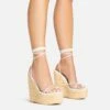 EGO Escape-Away Lace Up Woven Platform Wedge Heel In White Faux Leather -EGO Sales Store 15 02 23 fw63610 s