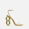 EGO Farah Ankle Strap Square Toe Gold Chain Heel In Gold Faux Leather -EGO Sales Store 15 06 22 fw12876