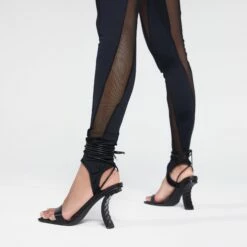 EGO Move-On Lace Up Square Toe Curved Chain Link Heel In Black Faux Leather -EGO Sales Store 15 08 22 catwalk9915