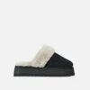 EGO Sugar Faux Fur Trim Platform Slipper In Black Faux Suede -EGO Sales Store 15 11 22 july25791 sq