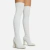 EGO Only-Fans Block Heel Over The Knee Thigh High Long Sock Boot In Cream Nude Ribbed Knit -EGO Sales Store 16 08 22 fw12506