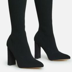 EGO Only-Fans Block Heel Over The Knee Thigh High Long Sock Boot In Black Ribbed Knit 8 EGO Only-Fans Block Heel Over The Knee Thigh High Long Sock Boot In Black Ribbed Knit -EGO Sales Store 16 08 22 fw12511