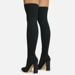 EGO Only-Fans Block Heel Over The Knee Thigh High Long Sock Boot In Black Ribbed Knit 9 EGO Only-Fans Block Heel Over The Knee Thigh High Long Sock Boot In Black Ribbed Knit -EGO Sales Store 16 08 22 fw12512