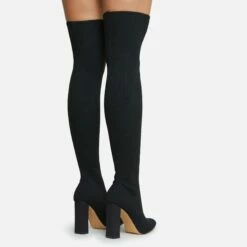 EGO Only-Fans Block Heel Over The Knee Thigh High Long Sock Boot In Black Ribbed Knit 10 EGO Only-Fans Block Heel Over The Knee Thigh High Long Sock Boot In Black Ribbed Knit -EGO Sales Store 16 08 22 fw12513