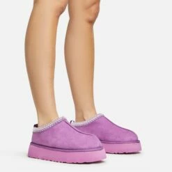 EGO Tazmin Aztec Detail Faux Fur Lining Platform Slipper In Purple Faux Suede -EGO Sales Store 20 01 23 fw acc50556 sq