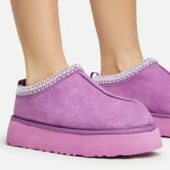 EGO Tazmin Aztec Detail Faux Fur Lining Platform Slipper In Purple Faux Suede -EGO Sales Store 20 01 23 fw acc50557 sq