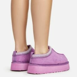 EGO Tazmin Aztec Detail Faux Fur Lining Platform Slipper In Purple Faux Suede -EGO Sales Store 20 01 23 fw acc50559 sq