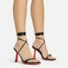 EGO Uno Lace Up Buckle Detail Red Slanted Heel In Black Faux Leather -EGO Sales Store 20 01 23 fw acc50656 s