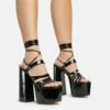 EGO Amazoness Lace Up Extreme Strappy Detail Platform Block Heel In Black Patent -EGO Sales Store 20 01 23 fw acc50827 s