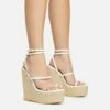 EGO Arred Clear Perspex Strap Detail Woven Platform Wedge In White Faux Leather -EGO Sales Store 20 01 23 fw acc50859 s