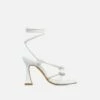 EGO Vera Lace Up Knotted Strap Detail Square Toe Flared Block Heel In White Faux Leather -EGO Sales Store 20 01 23 fw acc50925 sq