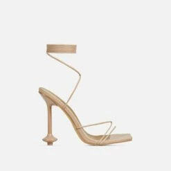 EGO Fonteyn Lace Up Square Toe Statement Heel In Nude Faux Leather -EGO Sales Store 20 01 23 fw acc51210 sq
