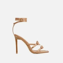 EGO Brady Double Buckle Strap Detail Square Toe Stiletto Heel In Nude Faux Leather -EGO Sales Store 20 01 23 fw acc51219 sq