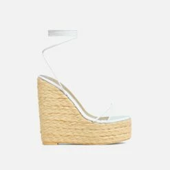 EGO Escape-Away Lace Up Woven Platform Wedge Heel In White Faux Leather -EGO Sales Store 20 01 23 fw acc52678 2 sq