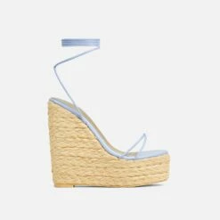 EGO Escape-Away Lace Up Woven Platform Wedge Heel In Lilac Faux Leather -EGO Sales Store 20 01 23 fw acc52678 sq
