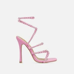 EGO Daya Lace Up Beaded Strap Detail Square Toe Stiletto Heel In Pink Faux Leather -EGO Sales Store 20 01 23 fw acc52703 1 sq