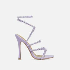 EGO Daya Lace Up Beaded Strap Detail Square Toe Stiletto Heel In Lilac Faux Leather -EGO Sales Store 20 01 23 fw acc52703 sq