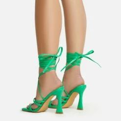 EGO Sorbet Lace Up Strappy Square Toe Flared Block Heel In Green Patent -EGO Sales Store 20 01 23 fw acc52737 sb