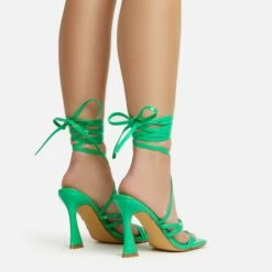 EGO Sorbet Lace Up Strappy Square Toe Flared Block Heel In Green Patent -EGO Sales Store 20 01 23 fw acc52738 sb2