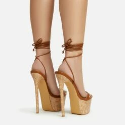 EGO West-Coast Lace Up Open Toe Cork Platform Stiletto Heel In Tan Brown Faux Leather -EGO Sales Store 20 01 23 fw acc52771 sb2