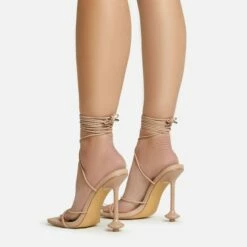 EGO Fonteyn Lace Up Square Toe Statement Heel In Nude Faux Leather -EGO Sales Store 20 01 23 fw acc52807 sb