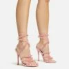 EGO Daya Lace Up Beaded Strap Detail Square Toe Stiletto Heel In Pink Faux Leather -EGO Sales Store 20 01 23 fw acc53016 sq