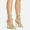 EGO Daya Lace Up Beaded Strap Detail Square Toe Stiletto Heel In Green Faux Leather -EGO Sales Store 20 01 23 fw acc53020 sq