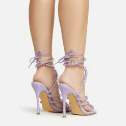EGO Daya Lace Up Beaded Strap Detail Square Toe Stiletto Heel In Lilac Faux Leather -EGO Sales Store 20 01 23 fw acc53027 sq