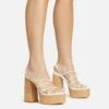 EGO Buffy Twisted Strap Detail Slingback Cork Platform Block Heel In White Faux Leather -EGO Sales Store 20 01 23 fw acc53036 sq