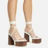 EGO Free-Soul Lace Up Strappy Square Toe Wood Effect Platform Block Heel In White Faux Leather -EGO Sales Store 20 01 23 fw acc53055 sq