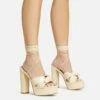 EGO Stacked Lace Up Knotted Strap Detail Peep Toe Wood Effect Platform Block Heel In Beige Faux Leather -EGO Sales Store 20 01 23 fw acc53071 sq