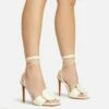 EGO Layla Lace Up Mix Match Buckle Detail Square Toe Stiletto Heel In Cream Linen -EGO Sales Store 20 01 23 fw acc53092 sq