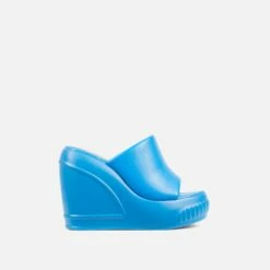 EGO Ocean-Eyes Peep Toe Platform Wedge Heel Mule In Blue Rubber -EGO Sales Store 20 01 23 fw acc53196 sq