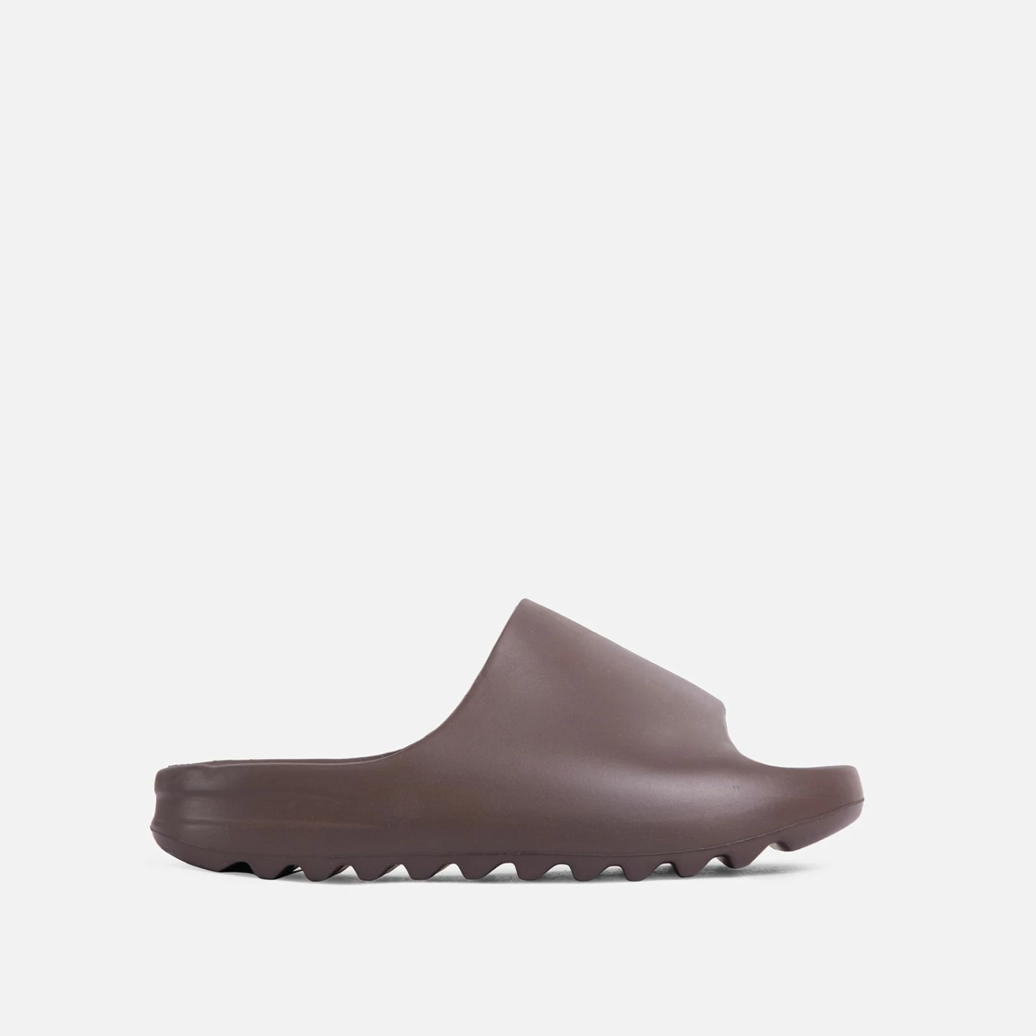 EGO Playoff Flat Slider Sandal In Chocolate Brown Rubber 3 EGO Playoff Flat Slider Sandal In Chocolate Brown Rubber