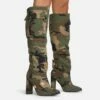 EGO Jamisen Pocket Stud Detail Pointed Toe Block Heel Knee High Boot In Camo Print Fabric 2 EGO Jamisen Pocket Stud Detail Pointed Toe Block Heel Knee High Boot In Camo Print Fabric -EGO Sales Store 20 07 227213