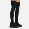 EGO Over-The-Moon Chunky Sole Over The Knee Thigh High Sock Boot In Black Ribbed Knit -EGO Sales Store 20 07 227243