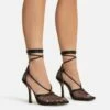 EGO New-Me Lace Up Square Toe Court Heel In Black Fishnet -EGO Sales Store 22 09 22 fwbags0136