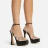 EGO Show-Ahead Clear Perspex Strap Diamante Detail Platform Flared Block Heel In Black Faux Leather -EGO Sales Store 22 09 22 fwbags0196 sq
