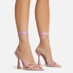 EGO Say-My-Name Lace Up Strappy Pointed Toe Statement Block Heel In Pink Glitter -EGO Sales Store 22 09 22 fwbags0268 copy