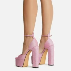 EGO Hand-Picked Open Peep Toe Extreme Platform Block Heel In Pink Glitter -EGO Sales Store 22 09 22 fwbags1990 copy