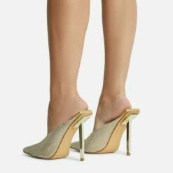 EGO All-That-Jazz Pointed Toe Metallic Stiletto Heel Mule In Gold Diamante -EGO Sales Store 2261 blk16163 copy